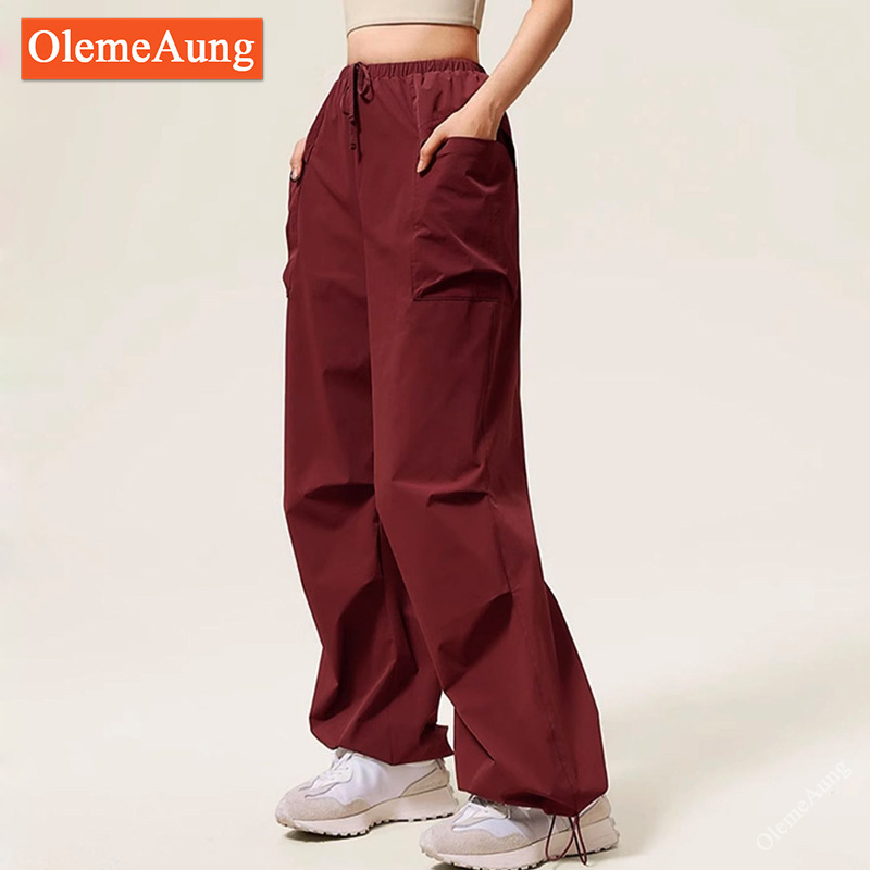 American Style Drawstring Crock Pants Casual Sports Pants Women 2024 Autumn New Loose Outdoor Hiking Pants