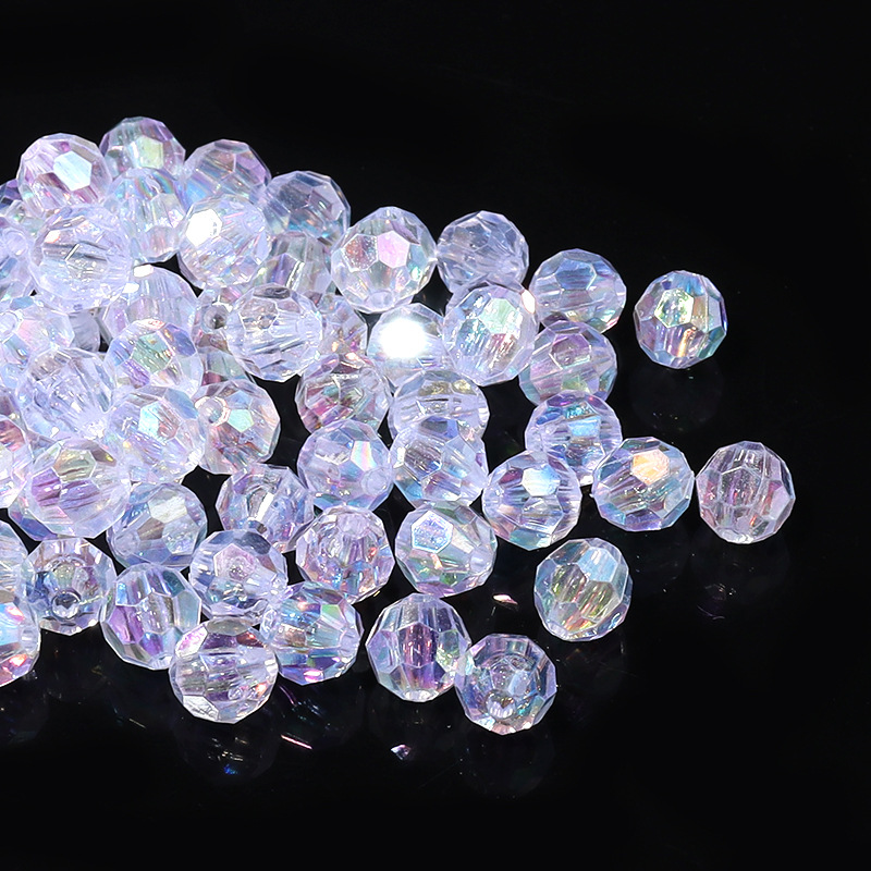 AB彩透明切面菱形散珠子幻彩多面亞克力鍍彩串珠 diy包包手鍊配件