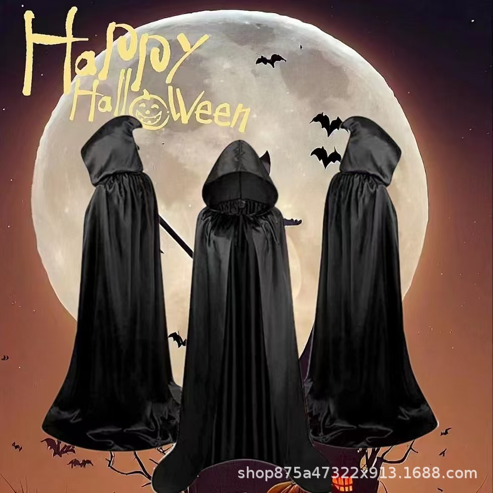 Disfraz de Halloween Seddin negro de la muerte capa capa accesorios con sombrero fantasma día de adultos capa Harry Potter