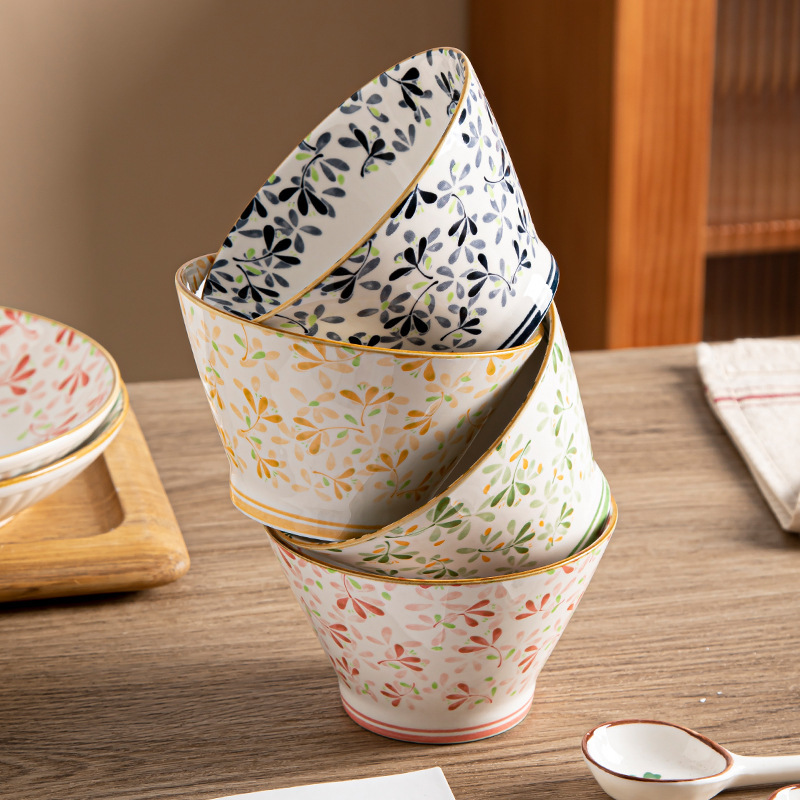 和風の新鮮で見栄えの良い家庭用陶器 5inch ドゥリボウル 陶器ボウル 下絵付色丼 陶器食器|undefined