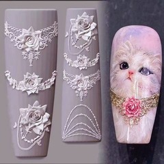 网红爆款蕾丝布料玫瑰花美甲模具3D立体硅胶磨蕾丝指甲装饰DIY