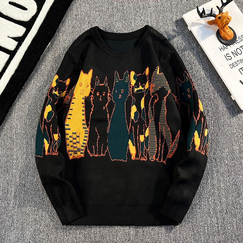 Slim-Fit Crewneck Sweater For Men – Trendy Knit Pullover With Jacquard Detail (S-2XL, Lightweight Polyester For Streetwear Styling)_voghion.com