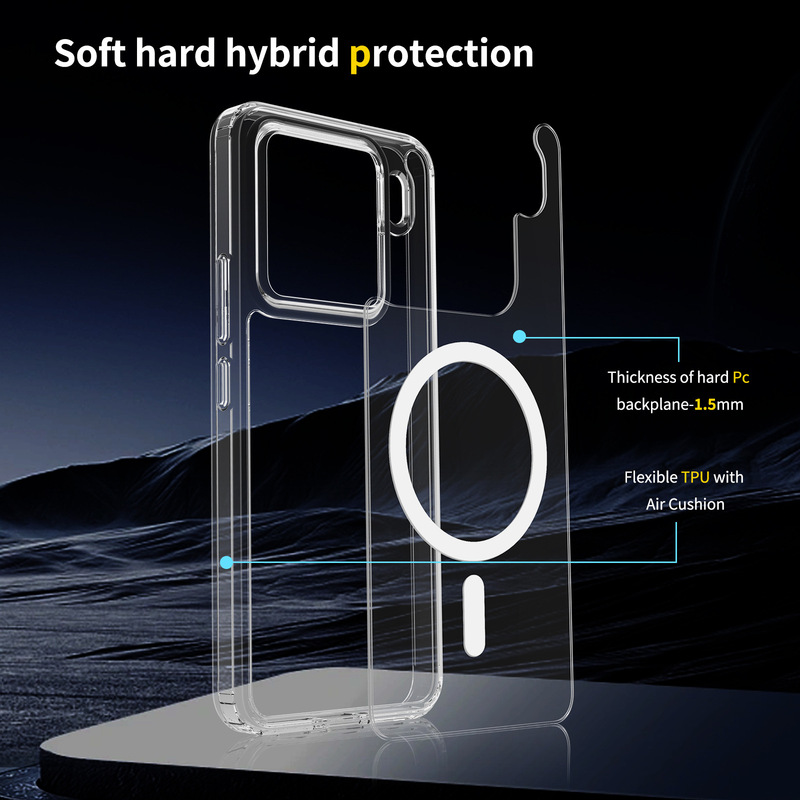 Xiaomi 15Ultra 携帯電話ケースに適した新しいモデル完全透明磁気オールインクルーシブ xiaomi14pro 超薄型保護カバー|undefined
