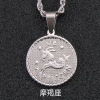 Sophisticated zodiac signs stainless steel, necklace, brand coins, pendant, European style