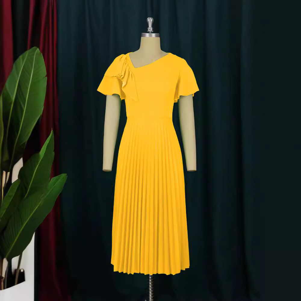 Ženska oblačila, nabrano krilo z odprtimi rameni, vsestransko, plus size_voghion.com