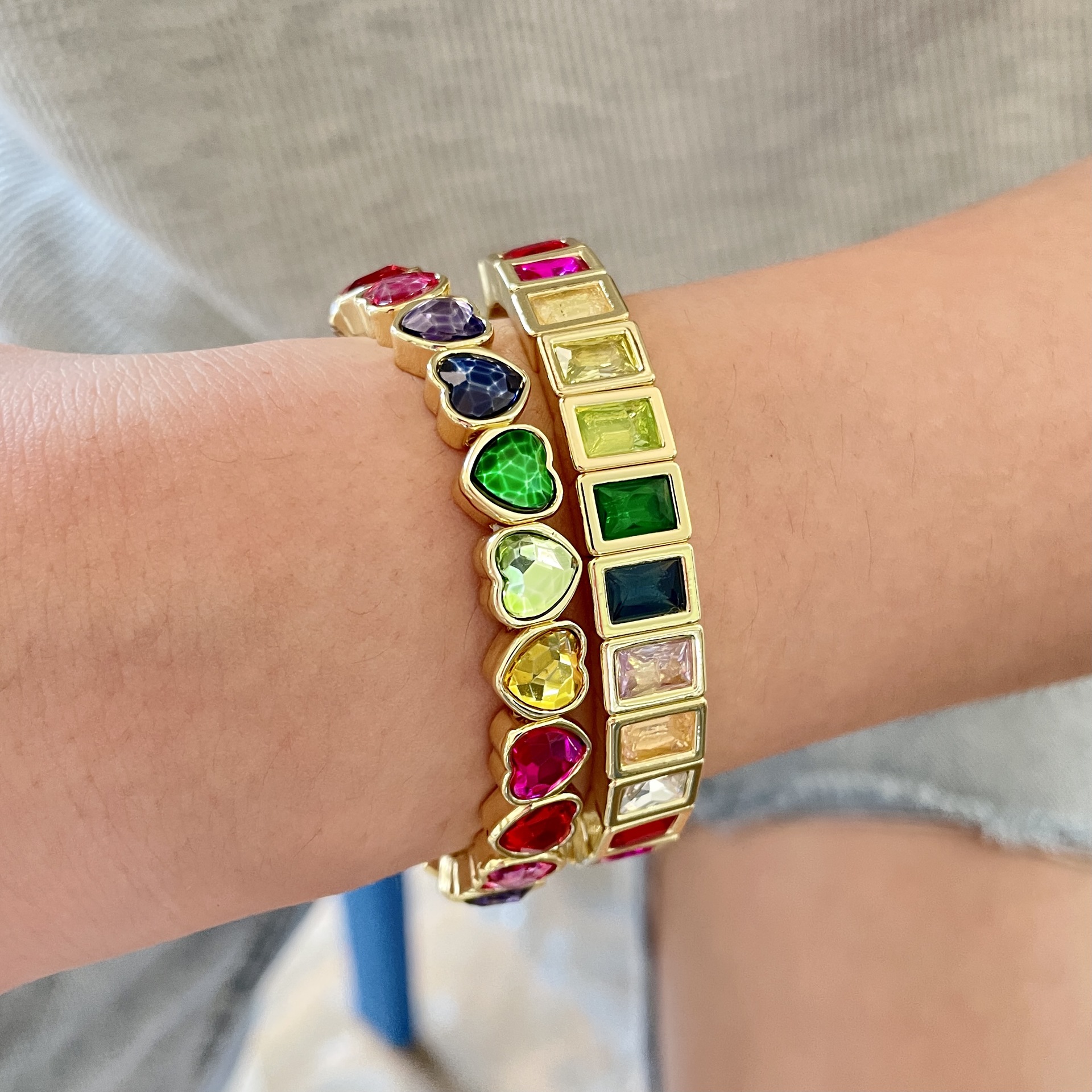 Ethnic Style Colorful Square Heart Shape Alloy Enamel Wholesale Bracelets display picture 1