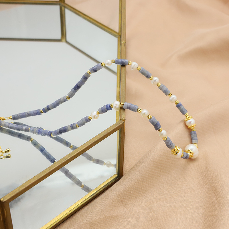 Collar de perlas de agua dulce natural nicho de alto nivel de sentimiento de amarela espaciador collar de oro real 18k joyas para mujeres