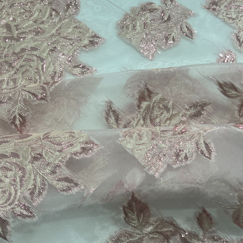 25 nuevo tejido de ergena poliéster completo después de la artesanía de ergena jacquard vestido de moda tela de mujer