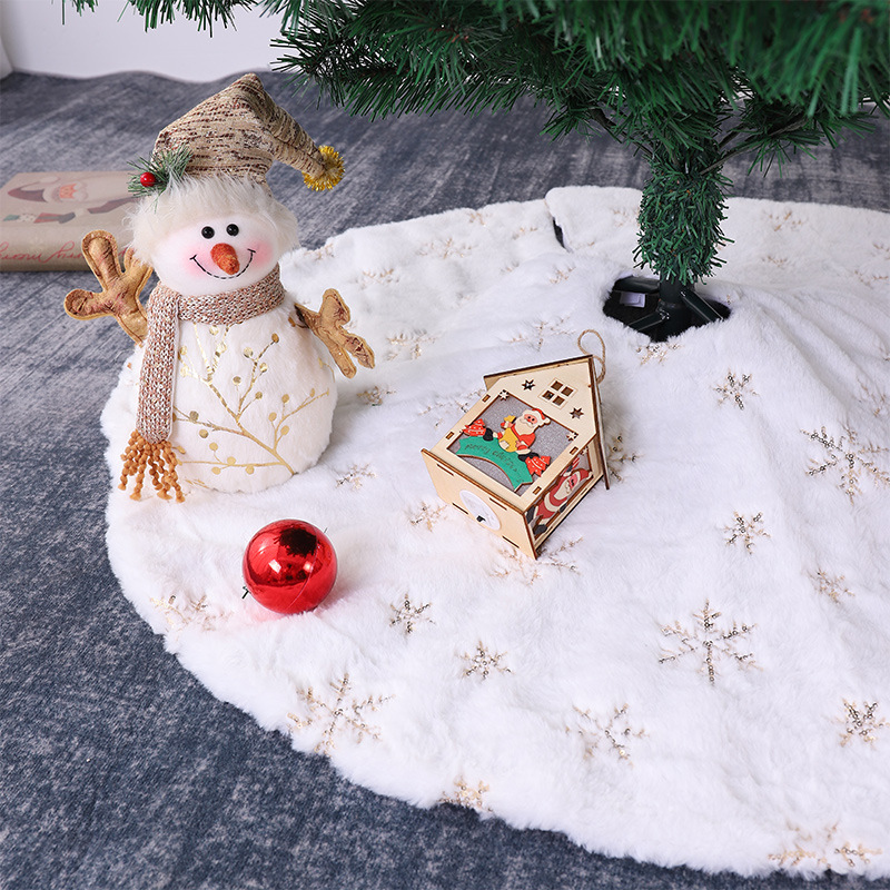 Suministros de Navidad de la felpa falda del árbol de Navidad de la decoración de Navidad falda del árbol de Navidad de los granos bordados de La felpa blanca falda del árbol de Navidad