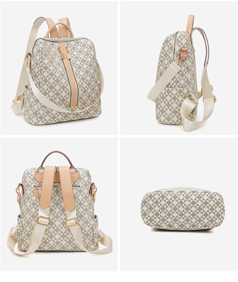 Mochila mujer estampada de moda con cartera gran capacidad_voghion.com