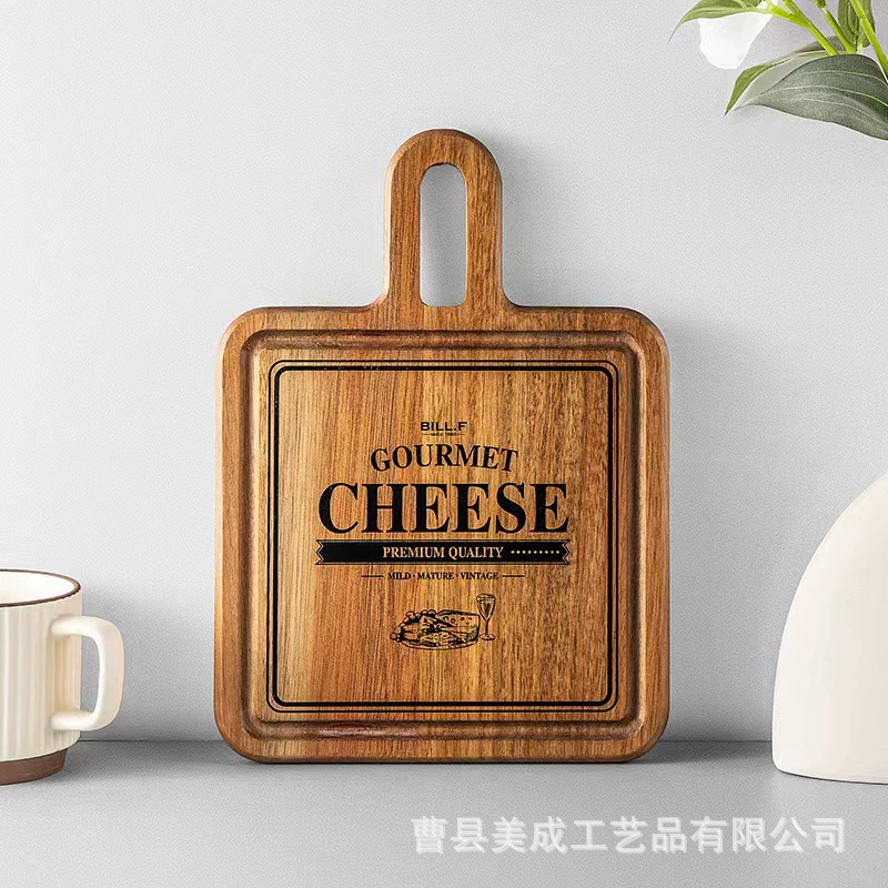 Новая акация деревянный поднос для стейк тарелка двухсторонняя разделочная доска с ручкой для домашнего торта тарелка для пикника