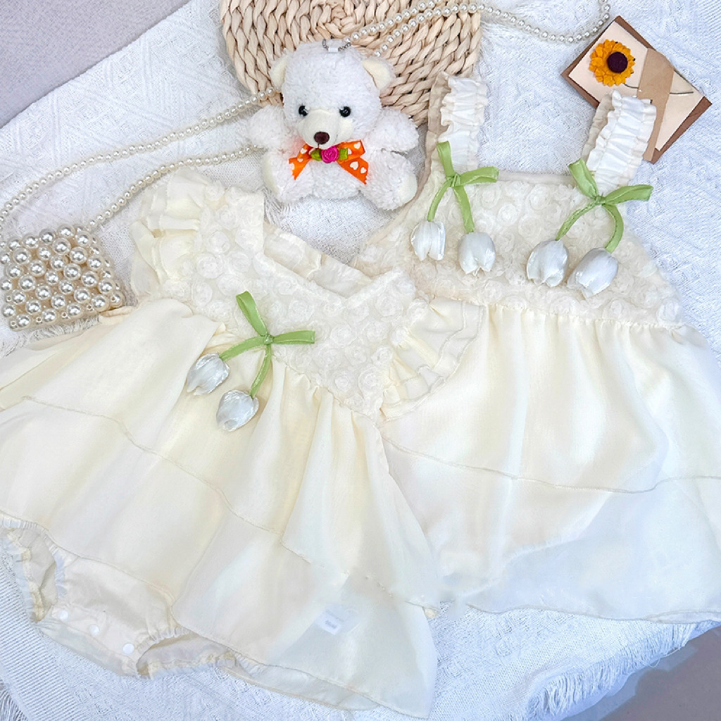 Vestido de verano para bebés con tirantes, vestido de verano para recién nacidos, vestido de bebé femenino, vestido de princesa de cien días