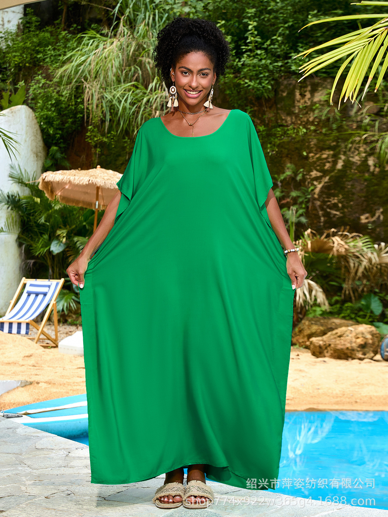 2025 nueva camisa de playa de algodón transfronteriza europea y americana de vacaciones suelta vestido de tamaño grande bikini camisa M - 1