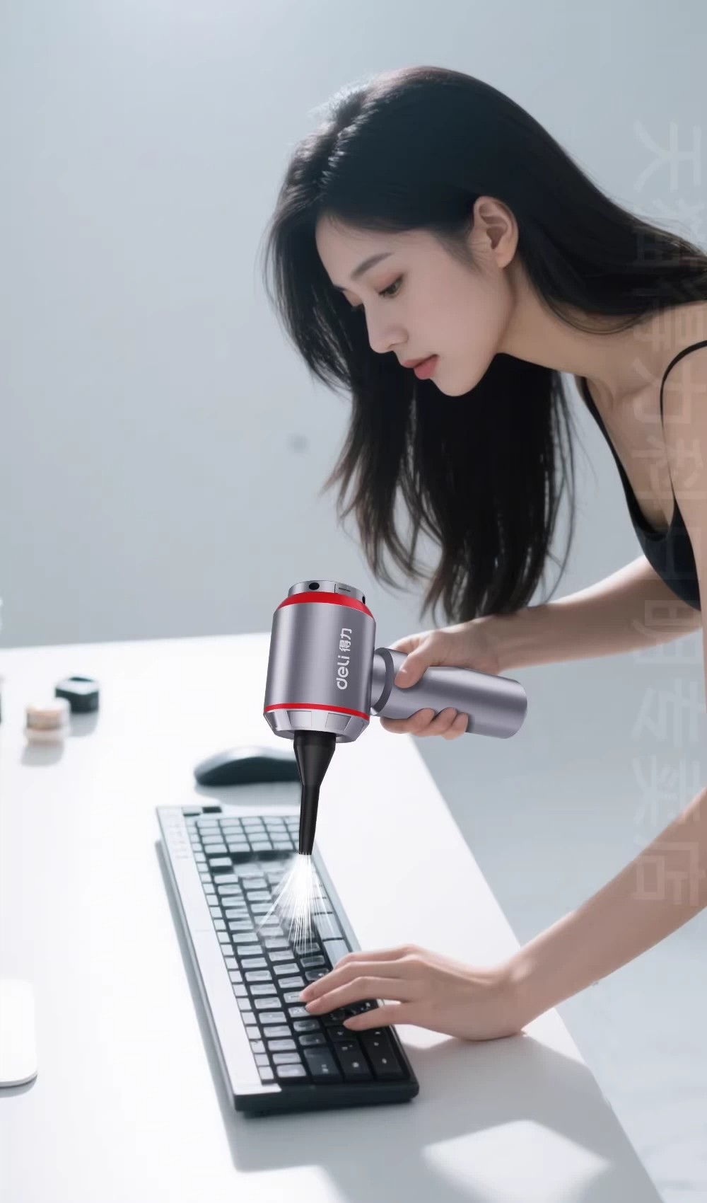 Deli Car Vacuum Cleaner Handheld Small Powerful Suction Car and Home Use Wireless Charging Dual-Purpose Blowing and Vacuuming Machine