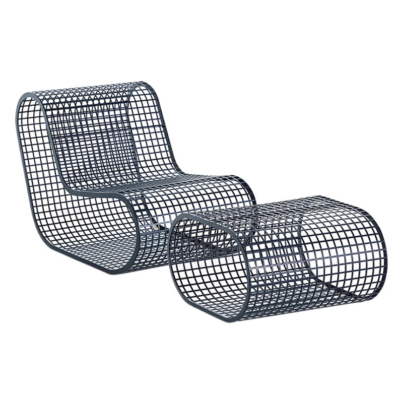 Conjunto de sofás para exteriores para balcón de villa, terraza de jardín resistente al sol, sofá creativo de ratán de aleación de aluminio con diseño hueco. image 1