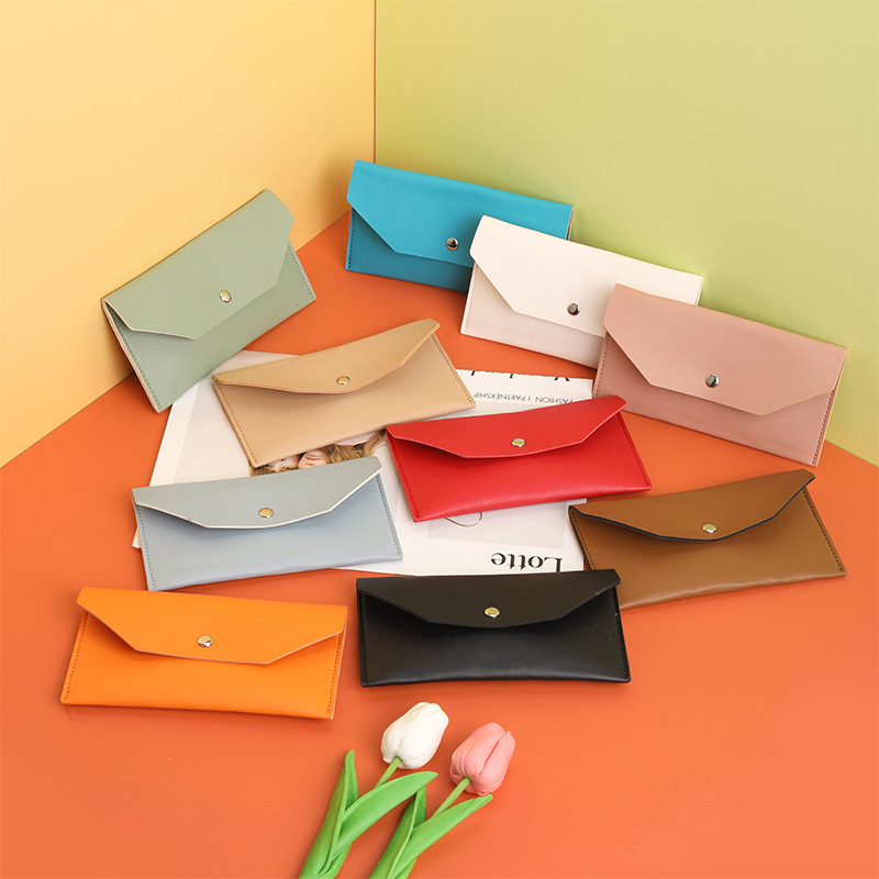 Cross-border high-end leather makeup bag, Japanese and Korean outdoor coin purse, long storage wallet, eyeglass case, storage bag, envelope