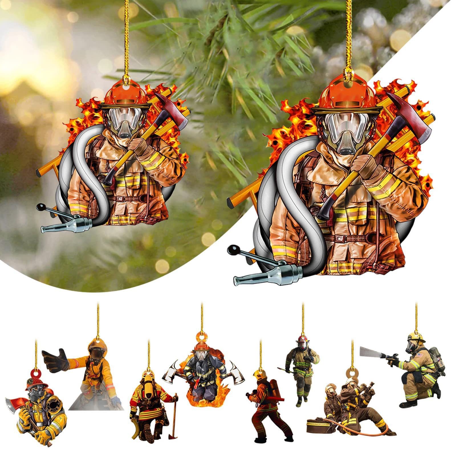 Colgante 2023 nuevos productos personalizados decoraciones navideñas bomberos acrílico plano mochila para automóviles colgante para el hogar