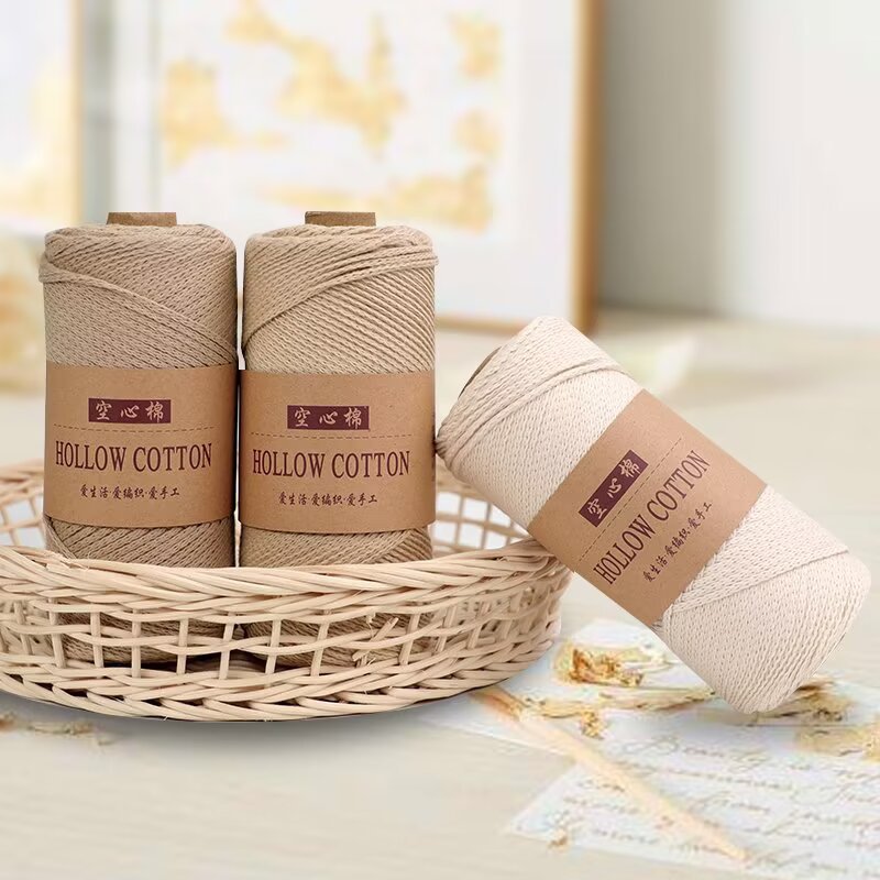 圆股空心棉线夏季手工编织帽子拖鞋包包纯棉线150克线团批发