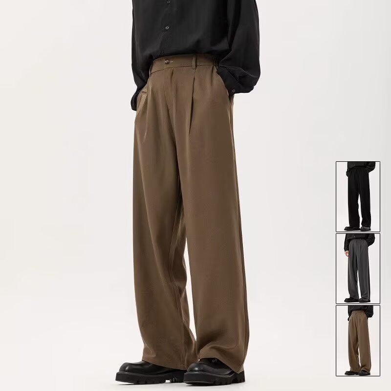 American Style Retro Loose Straight Leg Wide Leg Casual Suit Pants Men's Japanese Style High-end Drop Sense All-match Long Pants for Men