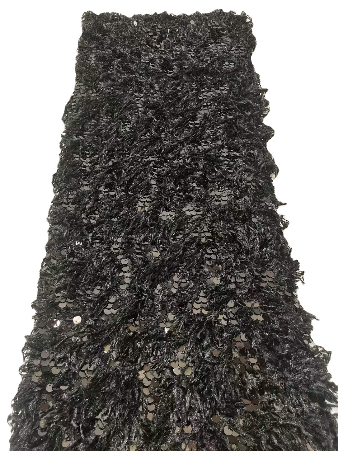 Nuevo xiangfei terciopelo bordado pieza de lana tela Otoño e Invierno vestido falda lentejuelas tridimensional encaje tela laceJX3001