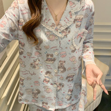 纯棉睡衣女春秋季2026新款长袖甜美可爱卡通学生家居服套装可外穿