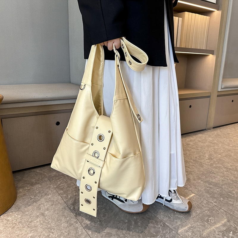 Large-capacity Round-hole Design Shoulder Cross-border Trend Fashion Tote Bag, Relaxed And Versatile Casual Crossbody_voghion.com