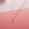 Cross -layer two -layer neck chain Cold fold -collarbone tide gesture style stack jewelry net red necklace direct broadcast supply manufacturers