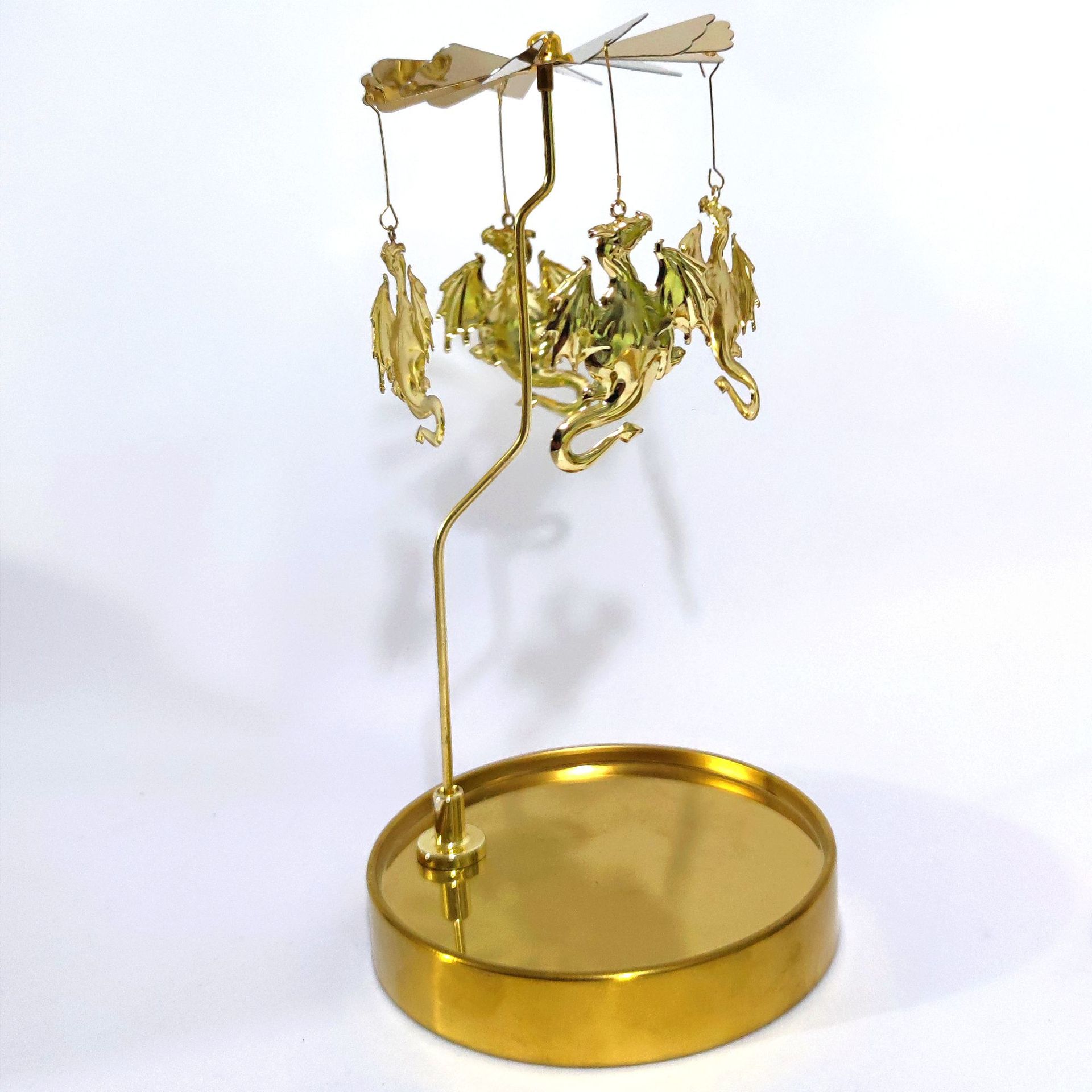 Fuente fabricante al por mayor Amazon INS bandeja redonda de acero inoxidable linterna giratoria giratoria candelabro de aromaterapia giratoria