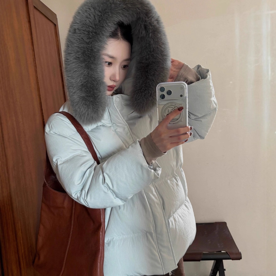 Luqingyi Original [Wenchao] Fluffy Velvet down Jacket Women's Winter Samsung 90 White Duck down Fox Fur Jacket