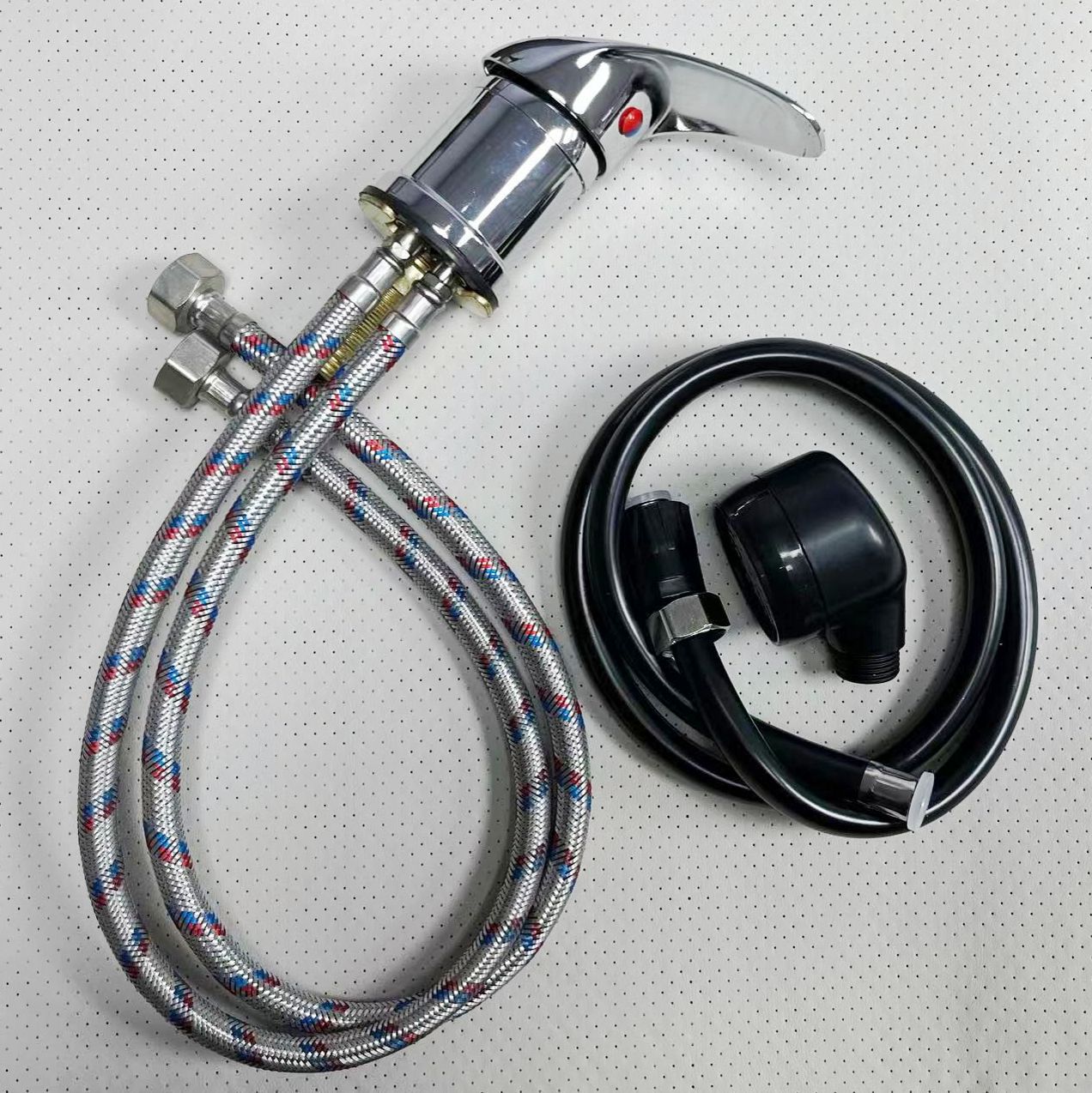 Hair salon shampoo faucet, hair salon shampoo bed hot and cold faucet switch with showerhead hose, shower bed accessories full figure