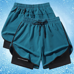Quick-Drying Sports Shorts Men's Basketball Marathon Running Fitness Three-Point Shorts Fake Two-Piece Anti-Exposure Swimming