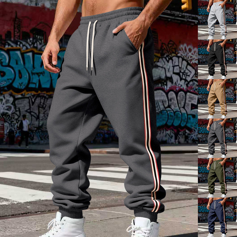 Cross-Border Winter Outdoor Men's Heavyweight Velvet American Casual Loose Simple Retro Training Sports Jogging Pants