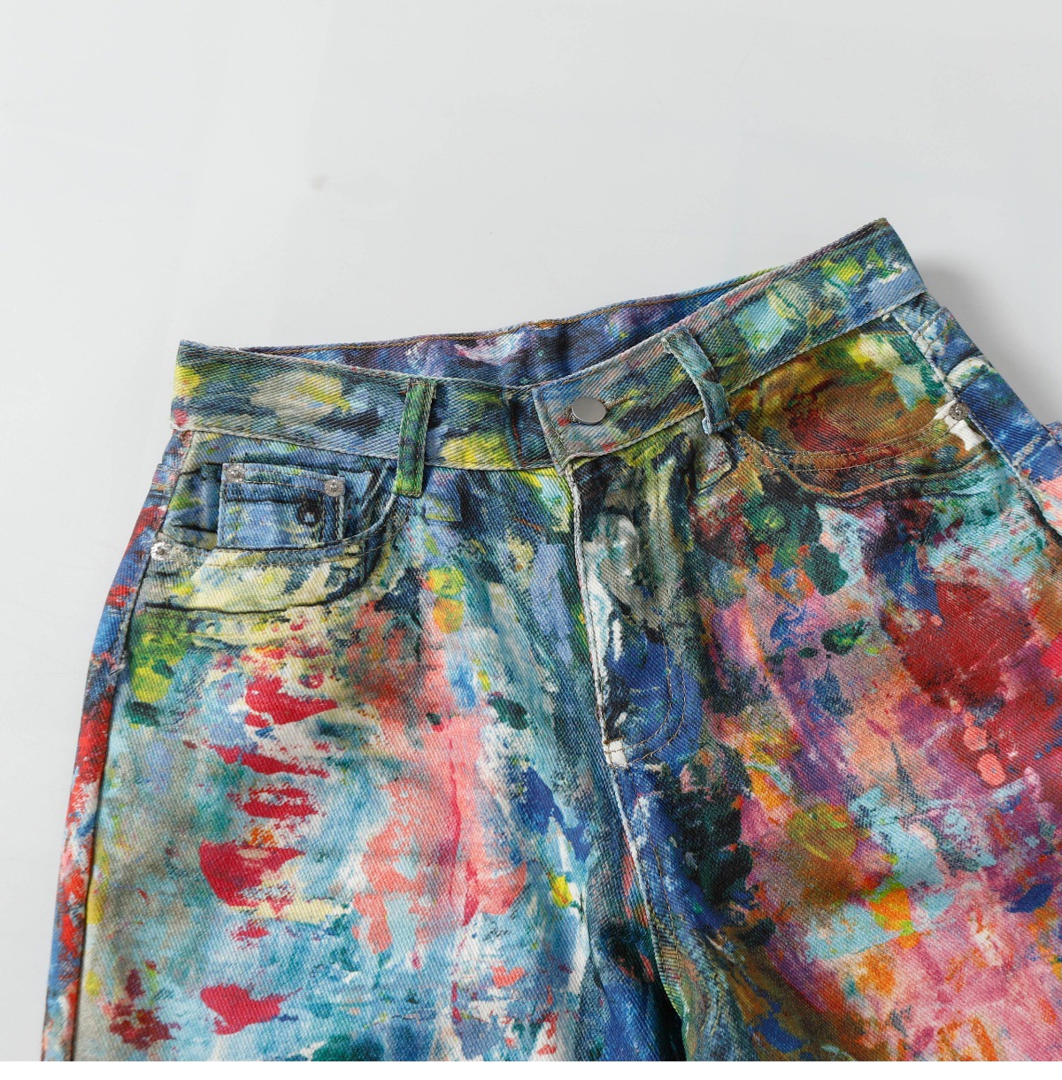 Pantalones vaqueros hombre anchos estampado estilo óleo_voghion.com