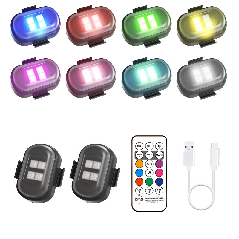 新しい LED 航空機ライト車オートバイドローン点滅ライト LED ワイヤレスリモコン警告灯パイロットライト充電|undefined