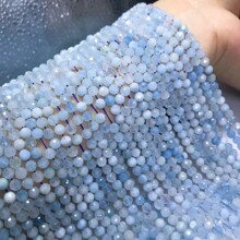 天然水晶 2MM 3MM 4MM天然海蓝宝切面刻面散珠 切角足球面半成品a