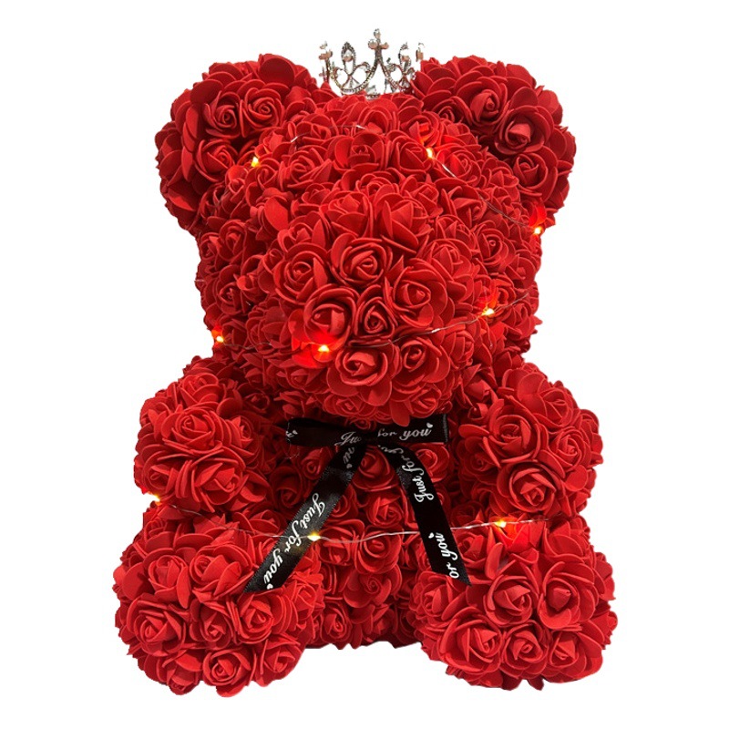 Oso de rosas de flores eternas, Día de San Valentín chino, Día de la Madre, regalo de floristería para novia, pequeño regalo de cumpleaños, flor de espuma artificial.