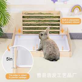 跨境木质兔子喂食器家用干草架豚鼠仓鼠窝饲养箱鹌鹑兔子投食器