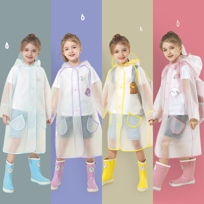 Children's raincoat Girls Girls middle children children with large schoolbag position lightweight shuttle water special poncho 2022