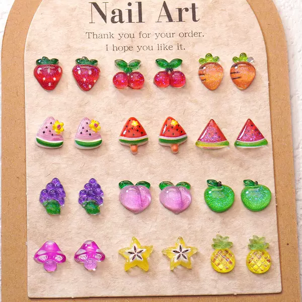 Fruit Nail Accessories Cute Simulation Three-dimensional Strawberry Cherry Watermelon Peach Lemon DIY Accessories Nail Accessories