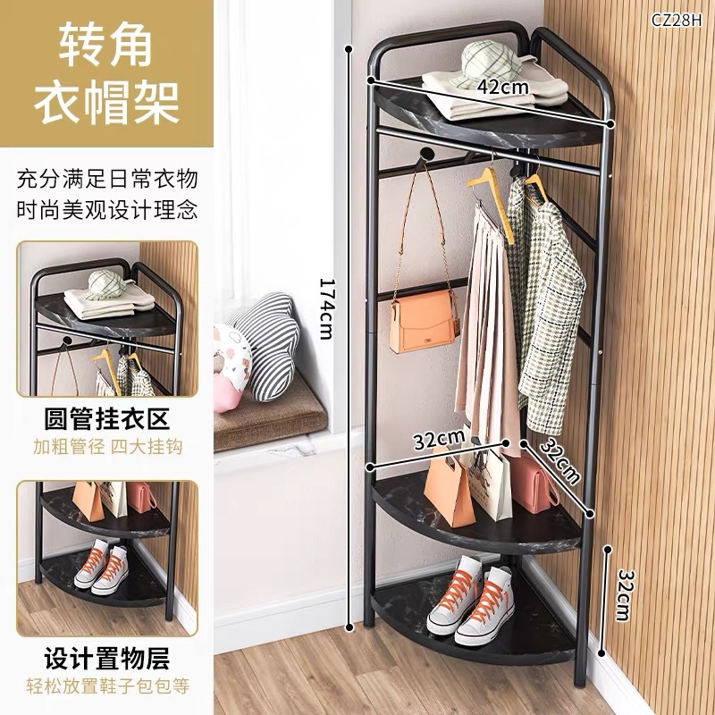 Corner triangle coat rack wooden board black