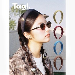 Tagi.奶油爱心金属滴油镶钻复古牛仔发箍高颅顶头箍发卡