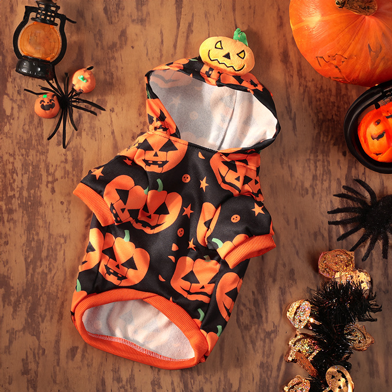 Nueva falda casual para perros con solapa de calabaza de Halloween