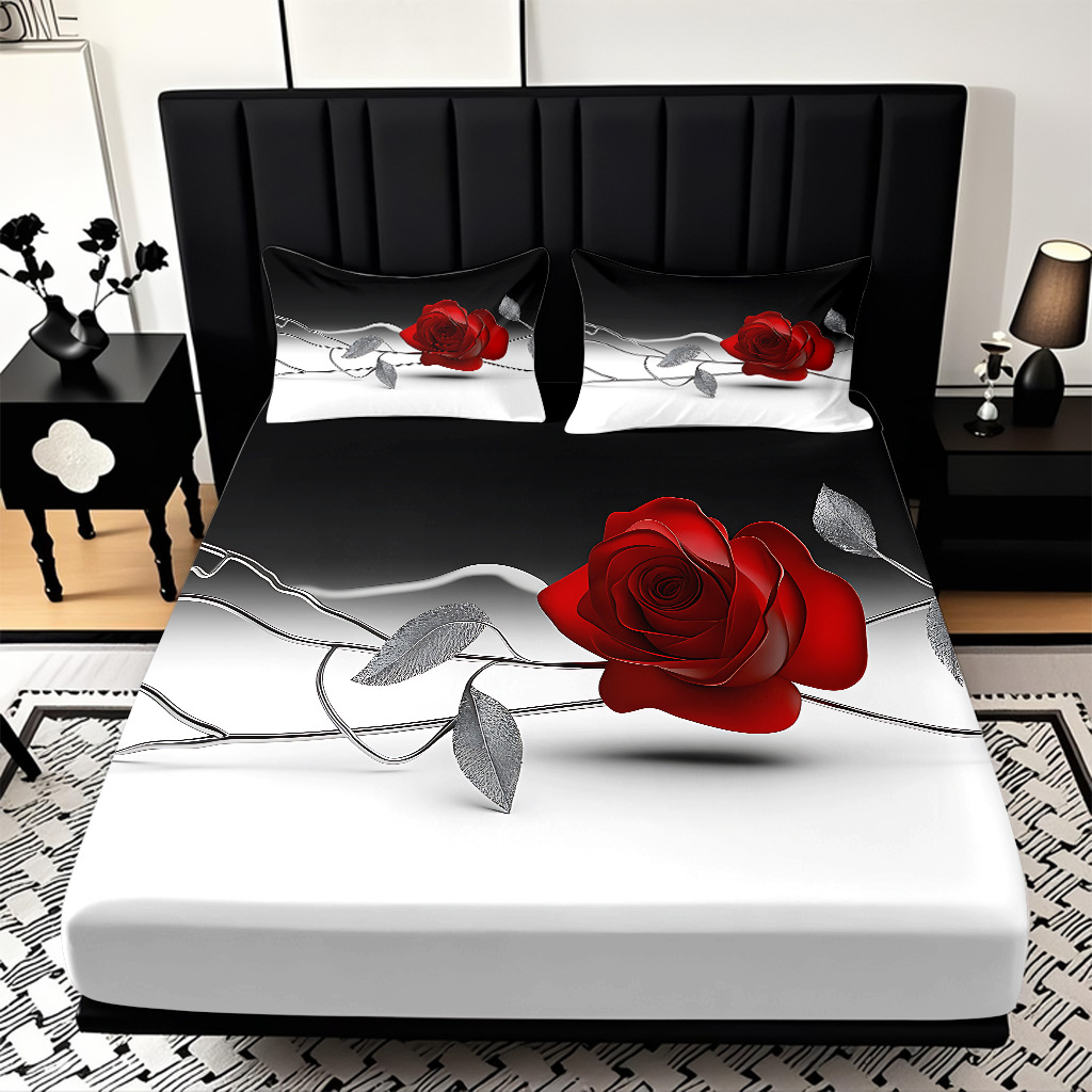 TEMU / JIT serie de flores de rosa multicolor 3D impresión digital set de cama para diseñar el fabricante de la fuente