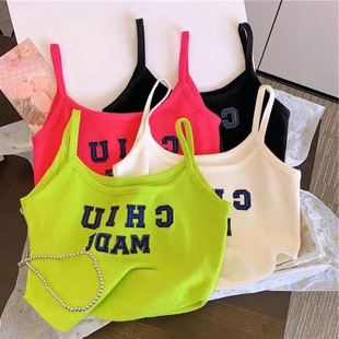 Summer Girls' Vest Sling Baby's Western Style Children's Personalized Trendy Brand Hong Kong Style Korean Style Fashionable Letter Inner Wear Outer Wear