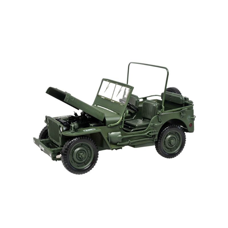 1:18 Segunda Guerra Mundial Willis Jeep táctico modelo de aleación de automóvil recuerdos de veteranos simulación adornos al por mayor