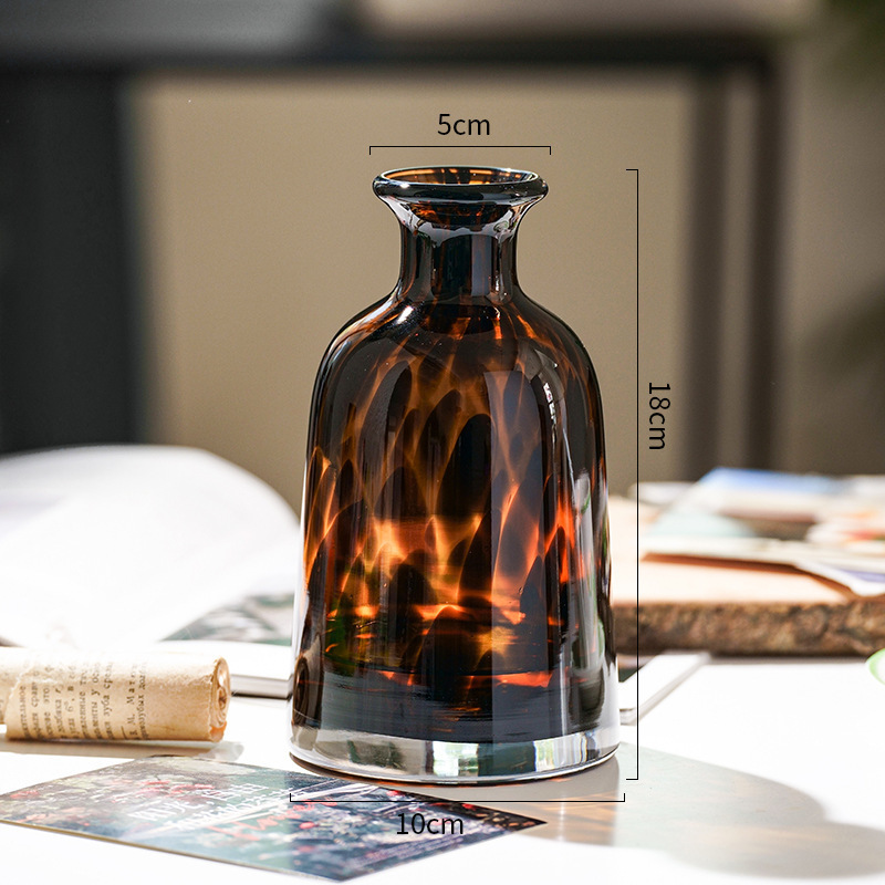 Vaso de viento de lujo ligero diseño floral de vidrio decorativo de mesa de la sala de estar