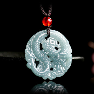 Natural a goods jade blue water business is booming Tongcai dragon zodiac dragon pendant ice jade stone men and women wholesale