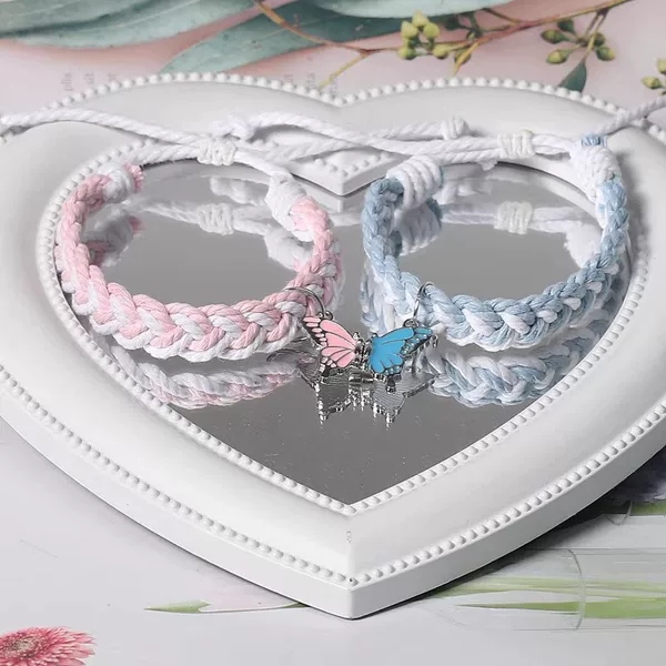 Butterfly Magnetic Woven Couple Bracelet, Adjustable and Good-Looking, Small Gift for Best Friend, Sweet and Fresh Small Bracelet for Women