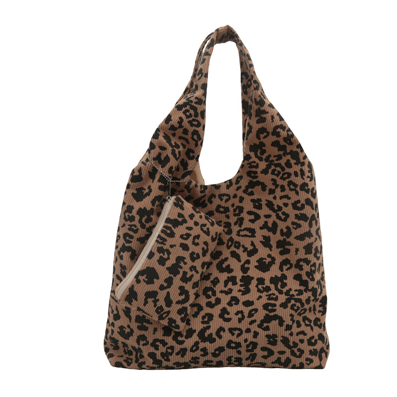 Coreano inswind pequeño patrón de leopardo de gran capacidad bolso de moda bolso de brazo de hombro para estudiantes bolso de lona de clase bolso de mujer