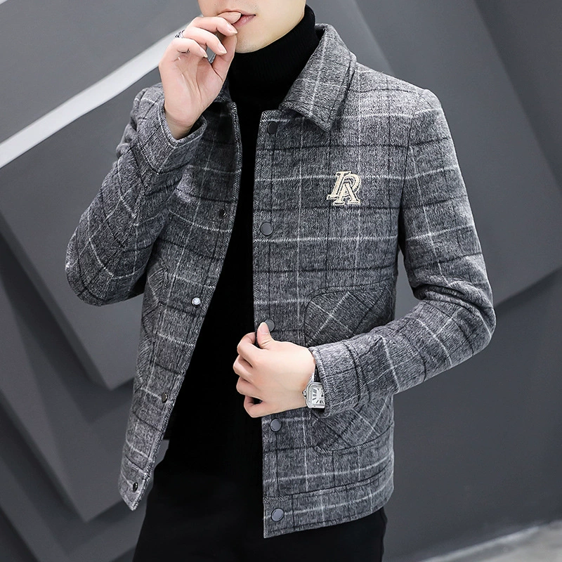 Woolen demi-season trend men's jacket for leisure